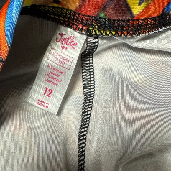 Justice Rainbow Pencil Satin Leggings Girl 12 Colorful Silky Smoth Elastic Waist - Picture 4 of 7